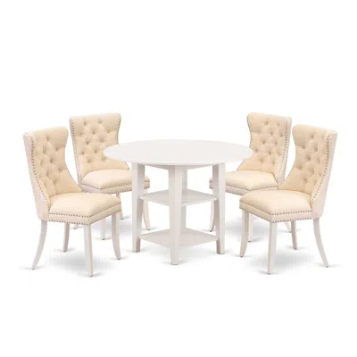 East West Furniture 5 Piece Dining Set In White