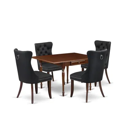 East West Furniture 5 Piece Dining Set Consists Of A Rectangle Kitchen Table With Dropleaf