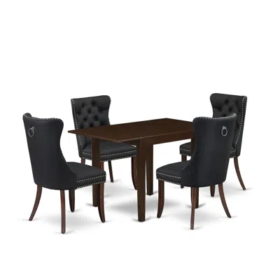 East West Furniture 5 Piece Dining Set Consists Of A Rectangle Kitchen Table With Dropleaf In Black