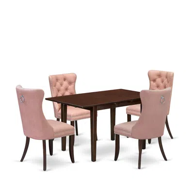 East West Furniture 5 Piece Dining Set Consists Of A Rectangle Wooden Table With Butterfly Leaf
