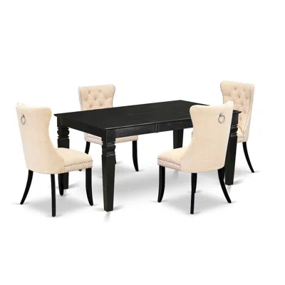 East West Furniture 5 Piece Dining Set Consists Of A Rectangle Wooden Table With Butterfly Leaf In Multi