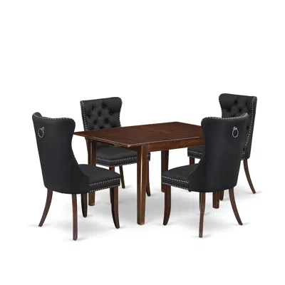 East West Furniture 5 Piece Dining Set Consists Of A Rectangle Wooden Table With Butterfly Leaf
