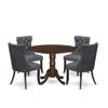East West Furniture 5 Piece Dining Set Consists Of A Round Kitchen Table With Dropleaf In Gray