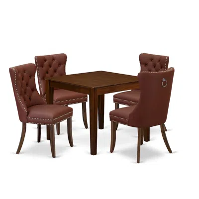 East West Furniture 5 Piece Dining Set Consists Of A Square Kitchen Table