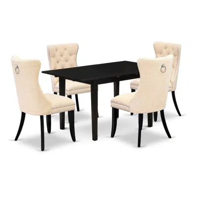 East West Furniture 5 Piece Dining Set Contains A Rectangle Wooden Table With Butterfly Leaf