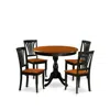 East West Furniture 5-piece Dining Set Include A Dining Table And 4 Mid Century Chairs With Slatted Back - Black Finish
