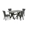 East West Furniture 5-piece Dining Set Included 4 Dining Chairs Upholstered Seat And High Button Tufted Chair Back And R In Gray