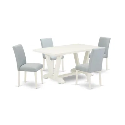 East West Furniture 5-piece Dining Set Includes 4 Dining Room Chairs With Upholstered Seat And High Back And A Rectangul