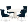East West Furniture 5 Piece Dining Set Includes An Oval Wooden Table With Butterfly Leaf And 4 Upholstered Chairs In Blue