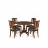 East West Furniture 5 Piece Dining Table Set - Mahogany Dining Room Table And 4 Mahogany Faux Leather Comfortable Chairs In Brown