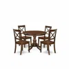 East West Furniture 5 Piece Dining Table Set - Mahogany Small Kitchen Table And 4 Mahogany Kitchen & Dining Room Chairs  In Brown