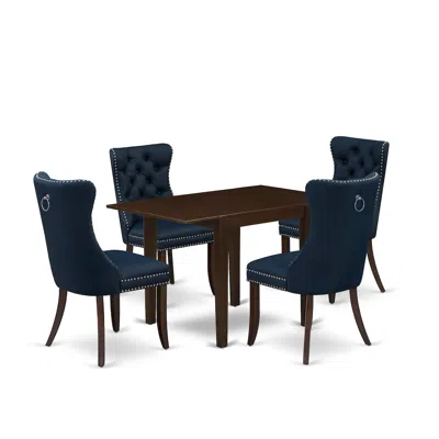 East West Furniture 5 Piece Dining Table Set In Brown