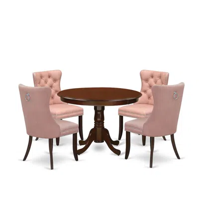 East West Furniture 5 Piece Dining Table Set In Pink
