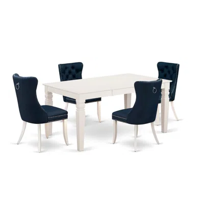 East West Furniture 5 Piece Dining Table Set In Blue