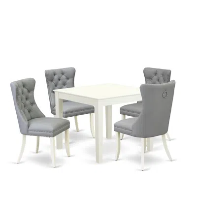 East West Furniture 5 Piece Dining Table Set In Gray