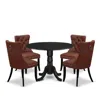 East West Furniture 5 Piece Dining Table Set In Brown