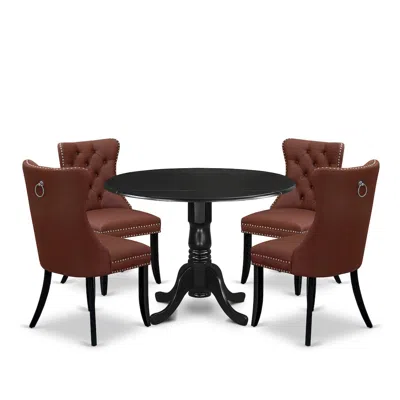 East West Furniture 5 Piece Dining Table Set In Brown