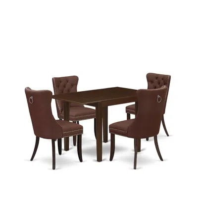 East West Furniture 5 Piece Dining Table Set In Brown