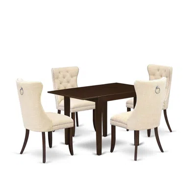 East West Furniture 5 Piece Dining Table Set In Neutral
