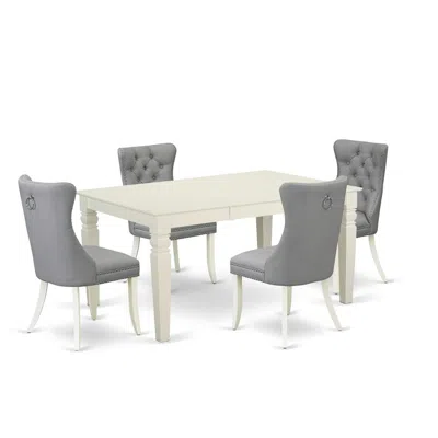 East West Furniture 5 Piece Dining Table Set In Gray