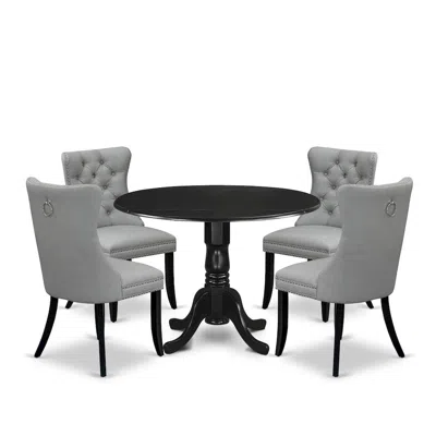 East West Furniture 5 Piece Dining Table Set In Gray