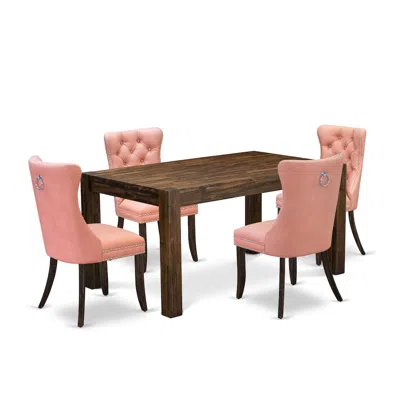 East West Furniture 5 Piece Dining Table Set In Pink