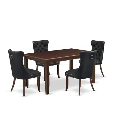 East West Furniture 5 Piece Dining Table Set In Black