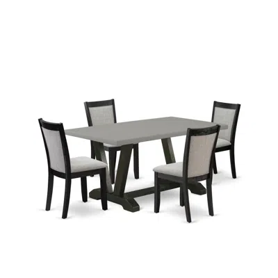 East West Furniture 5 Piece Dining Table Set In Gray