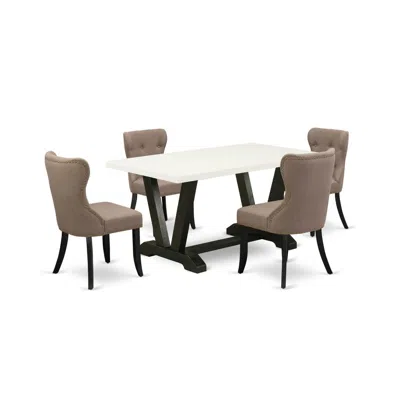East West Furniture 5-piece Dining Table Set In Multi