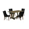 East West Furniture 5-piece Dining Table Set In Black
