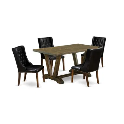 East West Furniture 5-piece Dining Table Set In Black