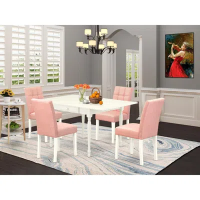 East West Furniture 5 Piece Dining Table Set In Gray