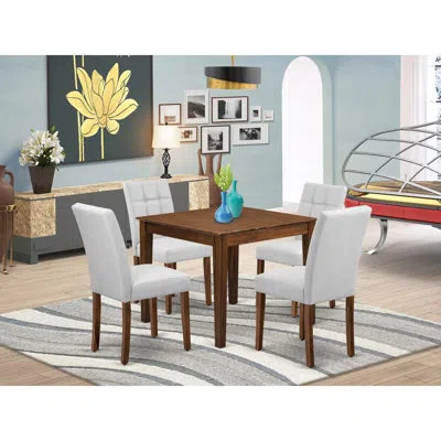 East West Furniture 5 Piece Dining Table Set In White