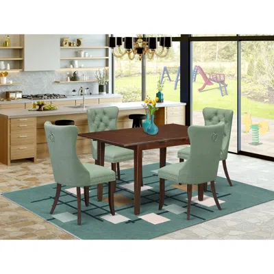 East West Furniture 5 Piece Dining Table Set In Green