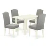 East West Furniture 5-piece Dining Table Set-a Wood Table And 4linen Fabricdinning Chairs With High Back - Linen White F