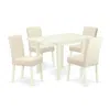 East West Furniture 5-piece Dining Table Set-a Wooden Kitchen Table And 4linen Fabricmid Century Chairs With High Back -