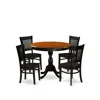 East West Furniture 5-piece Dining Table Set Consist Of Kitchen Table And 4 Mid Century Chairs With Slatted Back - Black