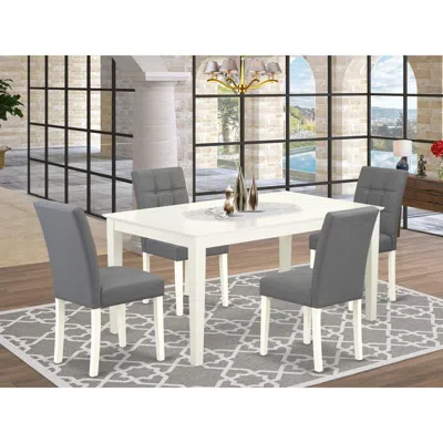 East West Furniture 5 Piece Dining Table Set Consists A Modern Table In Gray