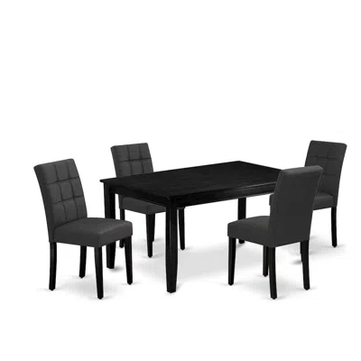 East West Furniture 5 Piece Dining Table Set Consists A Modren Table In Black
