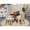 East West Furniture 5 Piece Dining Table Set Consists Of 1 Drop Leaves Dining Table And 4 Light Tan Linen Fabric Kitchen