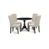 East West Furniture 5 Piece Dining Table Set Consists Of 1 Drop Leaves Modern Kitchen Table And 4 Doeskin Linen Fabric D In Black