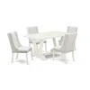 East West Furniture 5-piece Dining Table Set Consists Of 4 White Pu Leather Kitchen Chair Button Tufted With Nailheads A In White