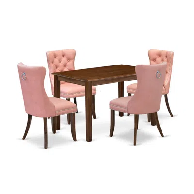 East West Furniture 5 Piece Dining Table Set Consists Of A Rectangle Kitchen Room Table