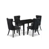 East West Furniture 5 Piece Dining Table Set Consists Of A Rectangle Wooden Table In Black