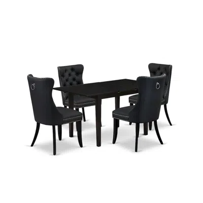 East West Furniture 5 Piece Dining Table Set Consists Of A Rectangle Wooden Table In Black