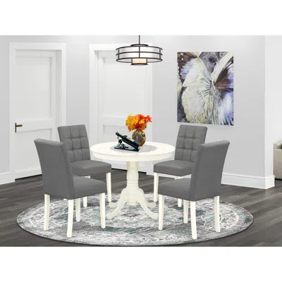 East West Furniture 5 Piece Dining Table Set Contain A Dinner Table In Gray