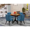 East West Furniture 5-piece Dining Table Set Contains A Mid Century Dining Table And 4 Blue Linen Fabric Midcentury Mode