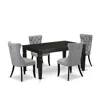 East West Furniture 5 Piece Dining Table Set Contains A Rectangle Wooden Table With Butterfly Leaf In Gray