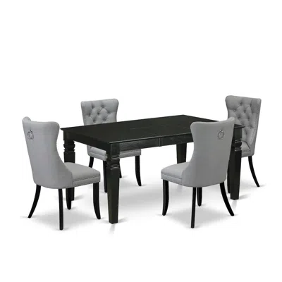East West Furniture 5 Piece Dining Table Set Contains A Rectangle Wooden Table With Butterfly Leaf In Gray