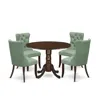 East West Furniture 5 Piece Dining Table Set Contains A Round Kitchen Table With Dropleaf In Green